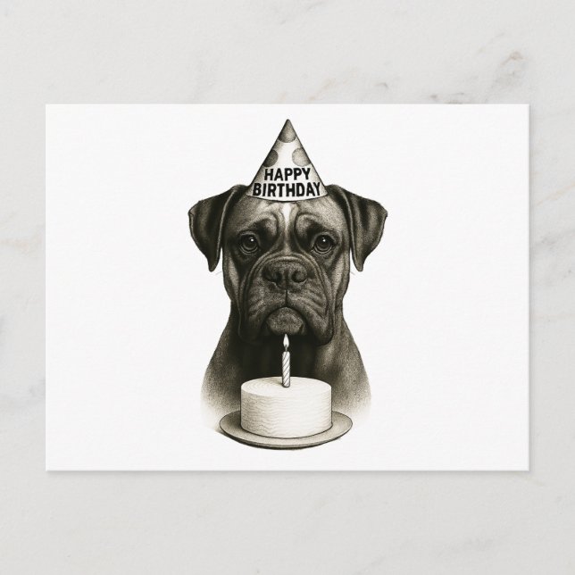 Happy Birthday Boxer Dog Holiday Postcard (Front)