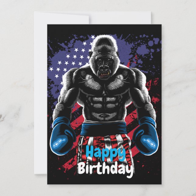 Happy Birthday boxer gorilla Invitation (Front)
