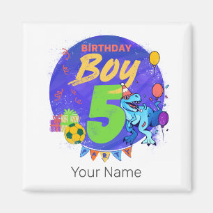 Happy Birthday Boy 5th Fifth Birthday Dinosaur Magnet