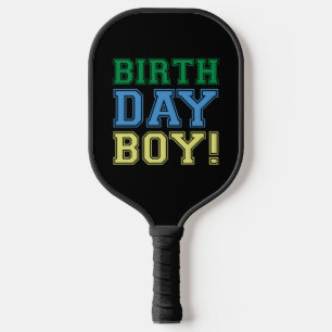 Happy Birthday Boy! Fun Party Colourful Youth Cool Pickleball Paddle