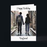 Happy Birthday Boyfriend | Couple Holding Hands Card<br><div class="desc">Personalized Birthday card. Ai generated people holding hands in love walking down and urban alley.</div>