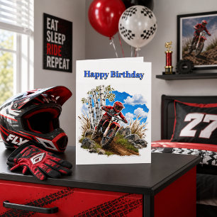 Happy Birthday Boys Dirt Bike Motocross Racing Card