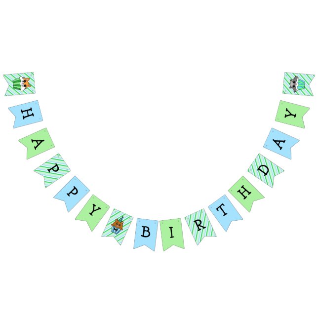 Happy Birthday Boy's Woodland Themed Bunting Flags (All)