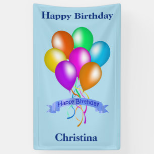 Happy Birthday Bright Bunch Colorful Balloons Banner