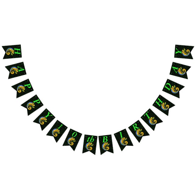Happy Birthday Bright Colourful Lizard on Branch Bunting Flags (All)