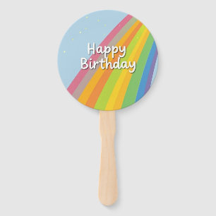 Happy Birthday Bright & Colourful Rainbow Hand Fan
