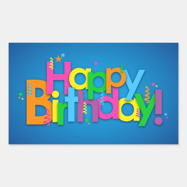 Happy Birthday - Bright Colours Sticker (Front)