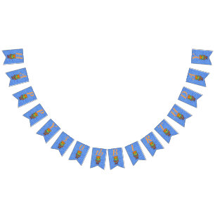 Happy Birthday Bright Neon Coloured Owl Blue Bunting Flags