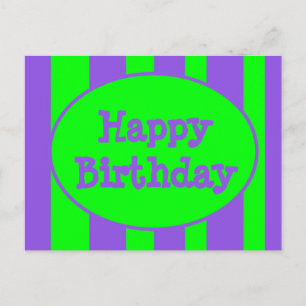 Happy Birthday bright stripes Postcard