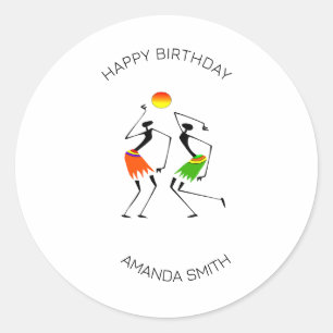 Happy Birthday Bright Sun Dance Classic Round Sticker