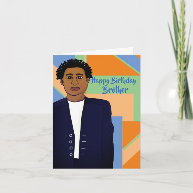 Happy Birthday Brother African American  Card (Front)