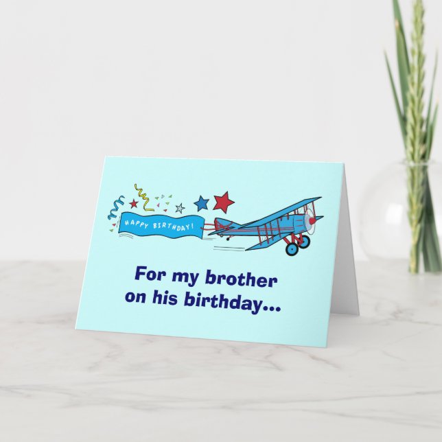 Happy Birthday Brother Airplane Card (Front)