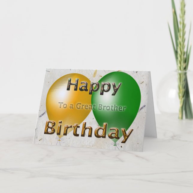 Happy Birthday Brother Balloons Card (Front)