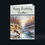 Happy Birthday Brother Deer Buck Card<br><div class="desc">This greeting card was designed for your brother. However,  if you would prefer another type of card you may personalize with your own text or image.  The design on this card features a deer buck in winter with scenic background.  (AI watercolor image created by Susang6)</div>