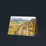 Happy Birthday Brother-in-Law Railroad Tracks Card<br><div class="desc">Happy Birthday to a brother-in-law with a railroad theme featuring vintage wooden railway tracks along a hillside with blooming rabbitbrush in the Nevada desert with distant purple mountains and snow peaks hand painted with watercolor.</div>