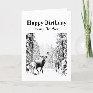 Happy Birthday Brother Vintage Stag, Deer Card