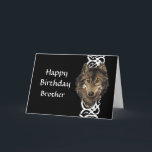 Happy Birthday Brother Wild Gray Wolf Head Card<br><div class="desc">Happy Birthday Custom Name Wild Gray Wolf Head</div>