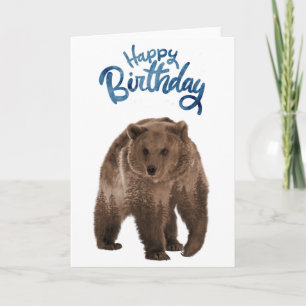 Happy Birthday Brown Forest Bear Card