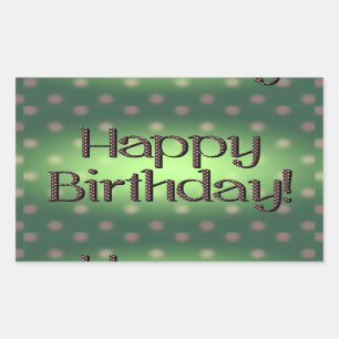 Happy Birthday Brown Polka Dot Text Green Bkgrd Sticker