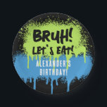 Happy Birthday Bruh Boy's Teenager Teen Boy Paper Plate<br><div class="desc">A teen boys "Bruh" themed birthday paper plate using cool typography. A custom kids teenage boys birthday paper plate design perfect for any teens birthday party theme. Customize this "Bruh" birthday paper plate with your own text and make it your own!</div>