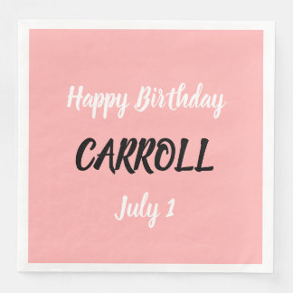 Happy Birthday Brush Brushstroke Script Pink Napkin