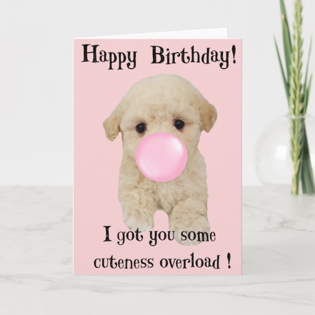 Happy Birthday bubble gum puppy card! Card (Front)