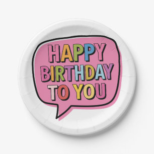 Happy Birthday Bubble Paper Plate