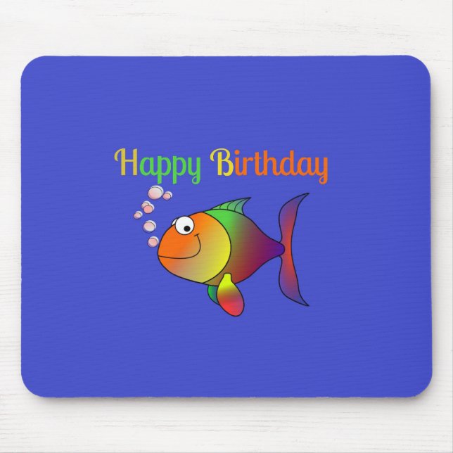 Happy Birthday, Bubbles the Fish template Mouse Pad (Front)