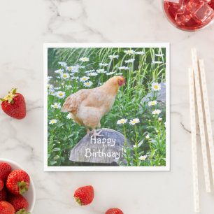 Happy Birthday Buff Orpington Chicken Napkin