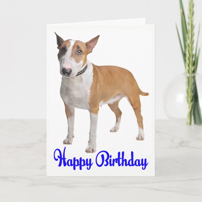 Happy Birthday Bull Terrier Puppy Dog Card (Front)