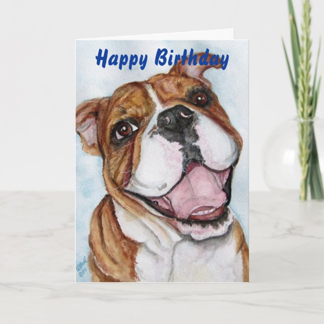 Happy Birthday Bulldog Smile Card (Front)