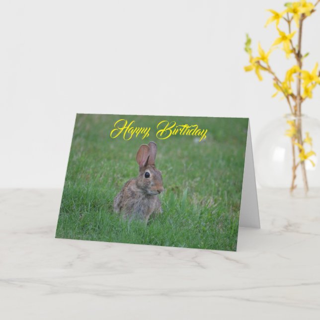 Happy Birthday Bunny Card (Yellow Flower)