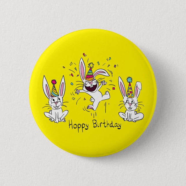 Happy Birthday Bunny Rabbits Kids Cute 2 Inch Round Button (Front)