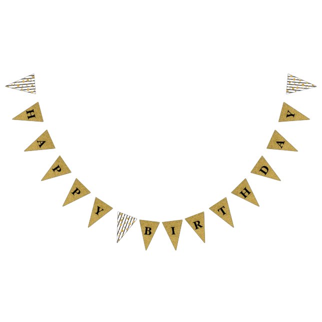 Happy Birthday Bunting Banner - Black & Gold (All)