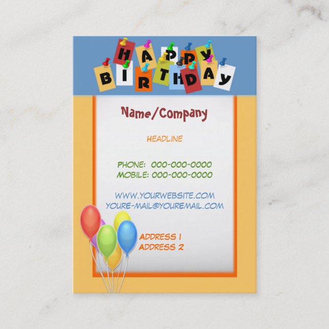 Happy Birthday Business Card (Front)