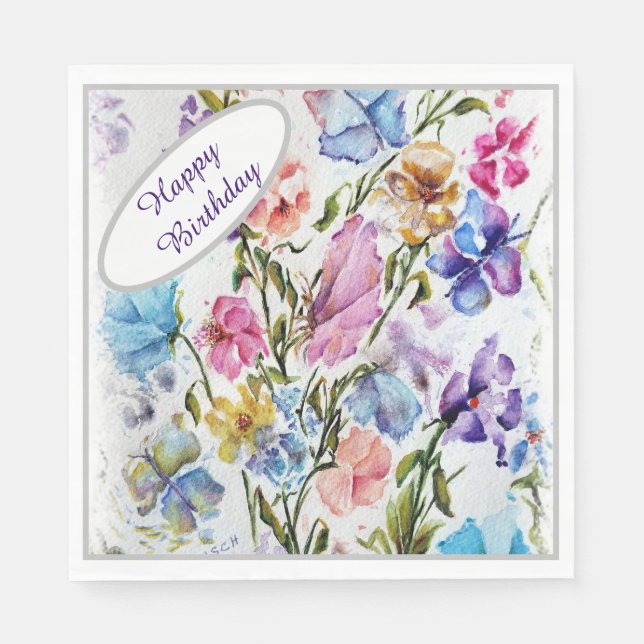 Happy Birthday Butterfly GARDEN PARTY Napkin (Front)