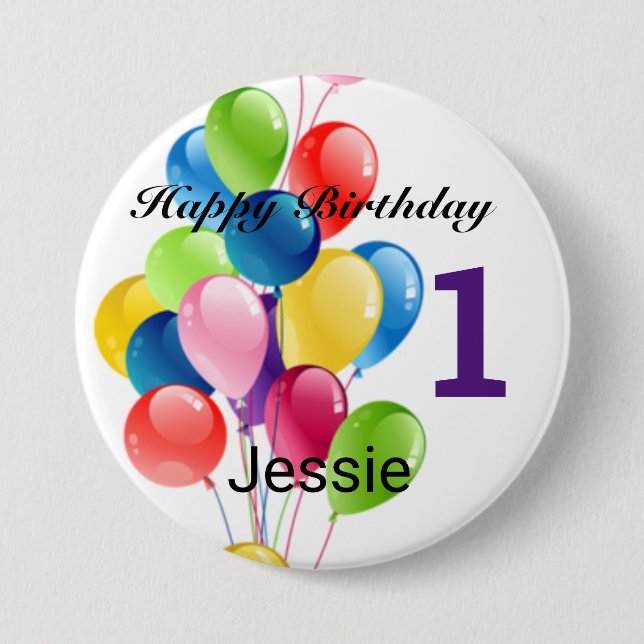 Happy Birthday Button Personalize Age & Name (Front)