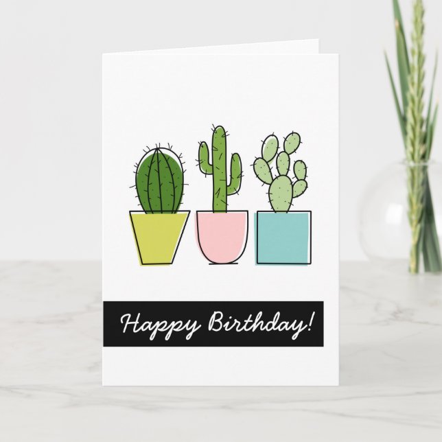 Happy Birthday! | Cactus in Pots Card (Front)
