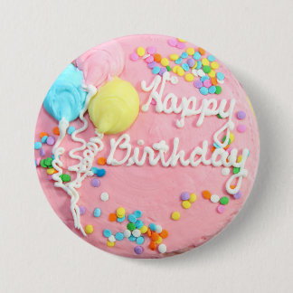 Happy Birthday Cake 3 Inch Round Button