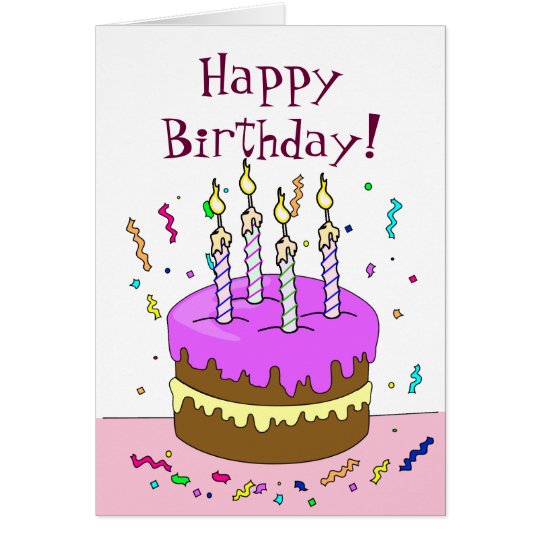 Happy Birthday! Cake 4 YEAR Card