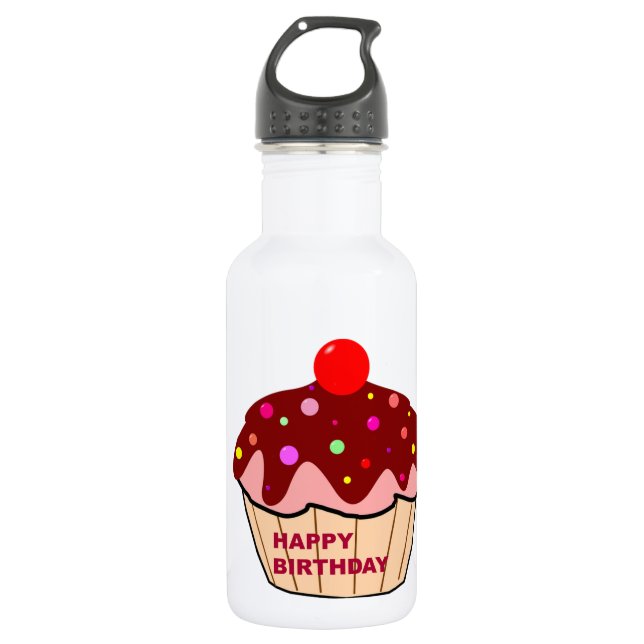 Happy Birthday Cake 532 Ml Water Bottle (Front)