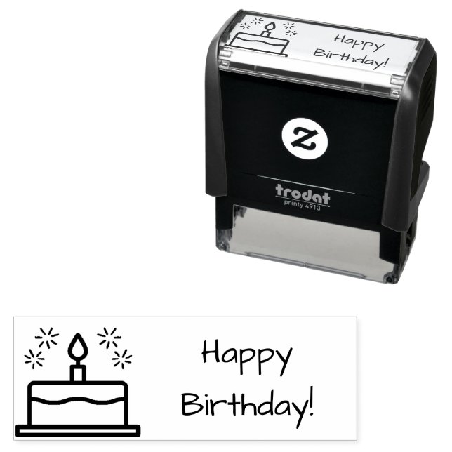Happy Birthday Cake and Candle Self-inking Stamp (In Situ)