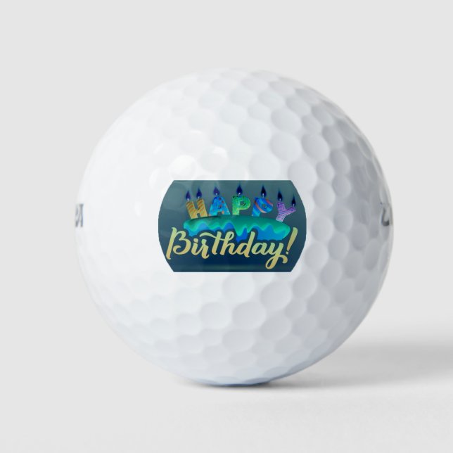 ***HAPPY BIRTHDAY CAKE AND CANDLES*** GOLF BALL (Front)