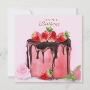Happy Birthday cake and roses card