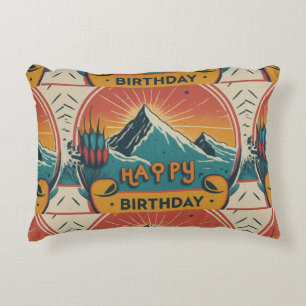 Happy Birthday Cake Brushed Accent Pillow