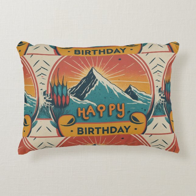 Happy Birthday Cake Brushed  Accent Pillow (Front)