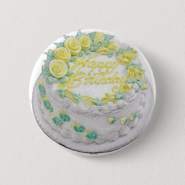 Happy Birthday Cake -Button- 2 Inch Round Button (Front)