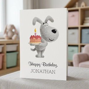 Happy Birthday Cake Candle Cute Funny Dog Puppy Card