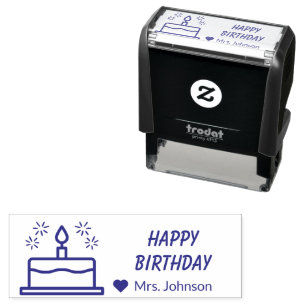 Happy Birthday Cake Candle from Teacher to Student Self-inking Stamp
