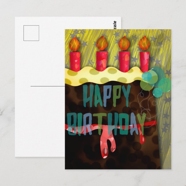  Happy Birthday Cake | Candles Postcard (Front/Back)